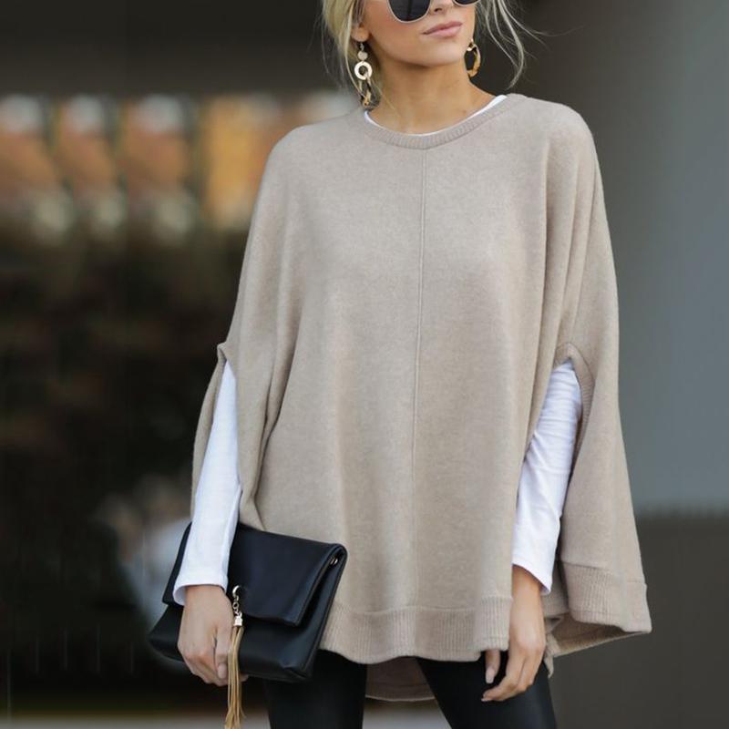 Brief Pure Color Round Neck Sweater