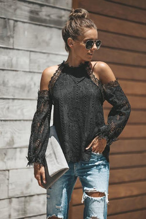 Bali Daydream Lace Cold Shoulder Top