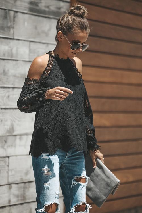 Bali Daydream Lace Cold Shoulder Top