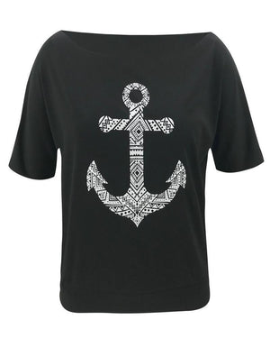 Boat Anchor Print Half Sleeve Casual T-shirt