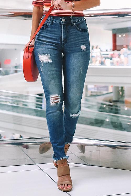 Broken Hole Skinny Jeans