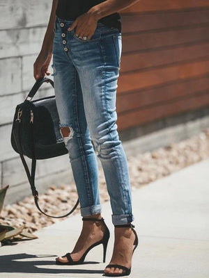 Broken Holes Plain Jeans