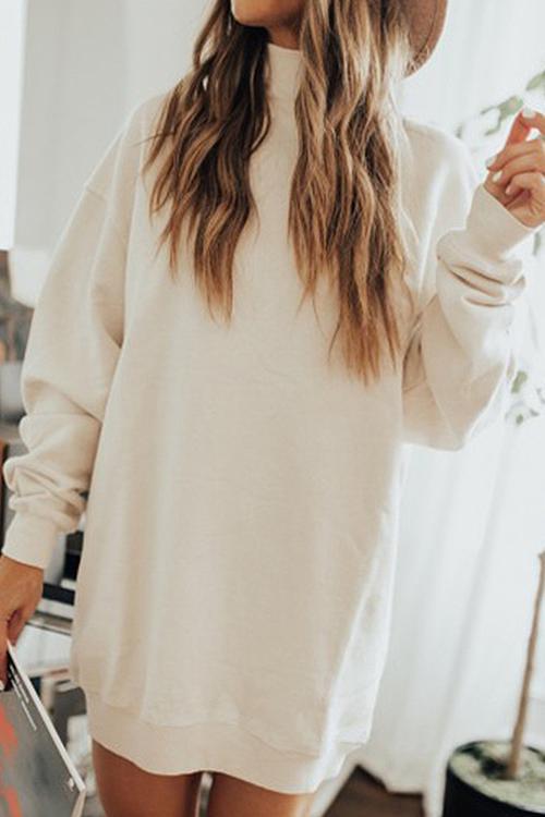 Autumn Daze High-Neck Long Sleeve Mini Dress