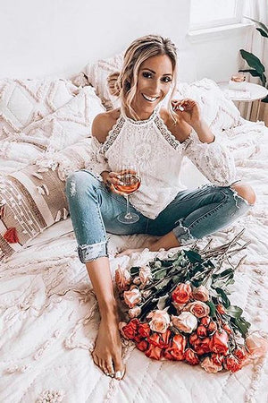 Bali Daydream Lace Cold Shoulder Top