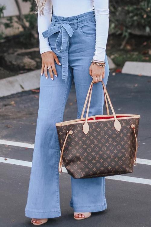 Belted Loose High Waist Jeans