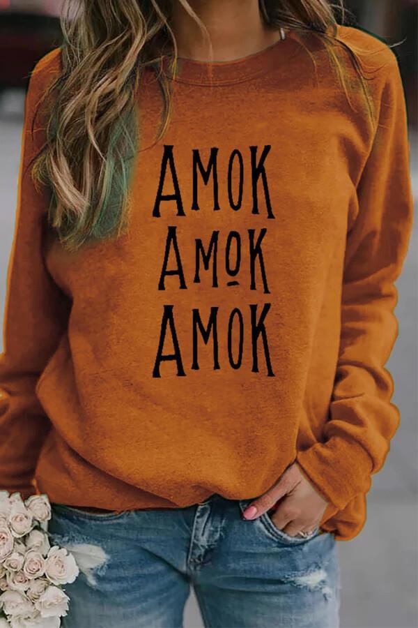 Amok Amok Amok Print Round Neck Sweatshirts