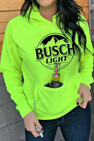Busch Light Print Drawstring Pullover Hoodies With Pocket