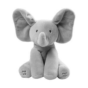 Christmas Supplies! （Best Gift For Children）Baby Peek A Boo Animated Singing Elephant Flappy Plush Toy