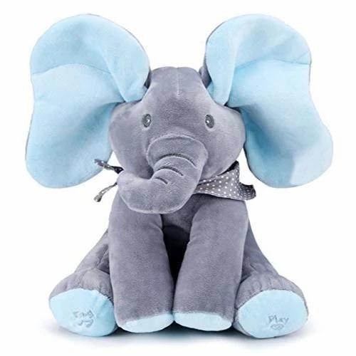 Christmas Supplies! （Best Gift For Children）Baby Peek A Boo Animated Singing Elephant Flappy Plush Toy