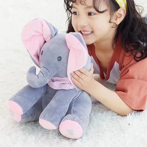 Christmas Supplies! （Best Gift For Children）Baby Peek A Boo Animated Singing Elephant Flappy Plush Toy